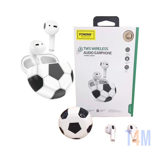 Auscultadores Foneng BL110 Football Design TWS Bluetooth Blanco